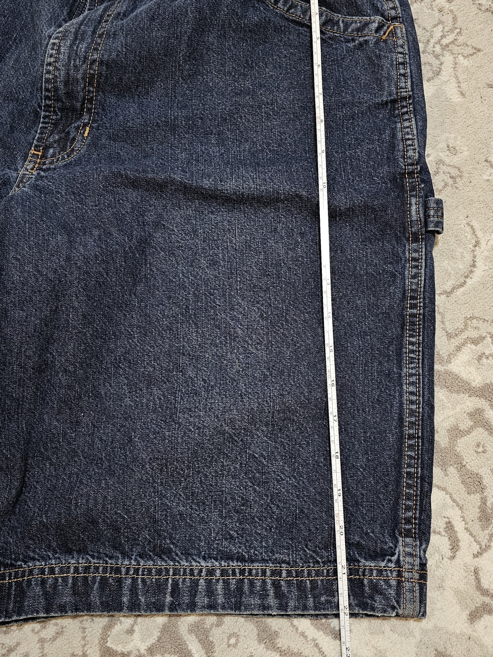 Y2k Old Navy Dark Blue Denim Carpenter Shorts - Picture 7 of 8